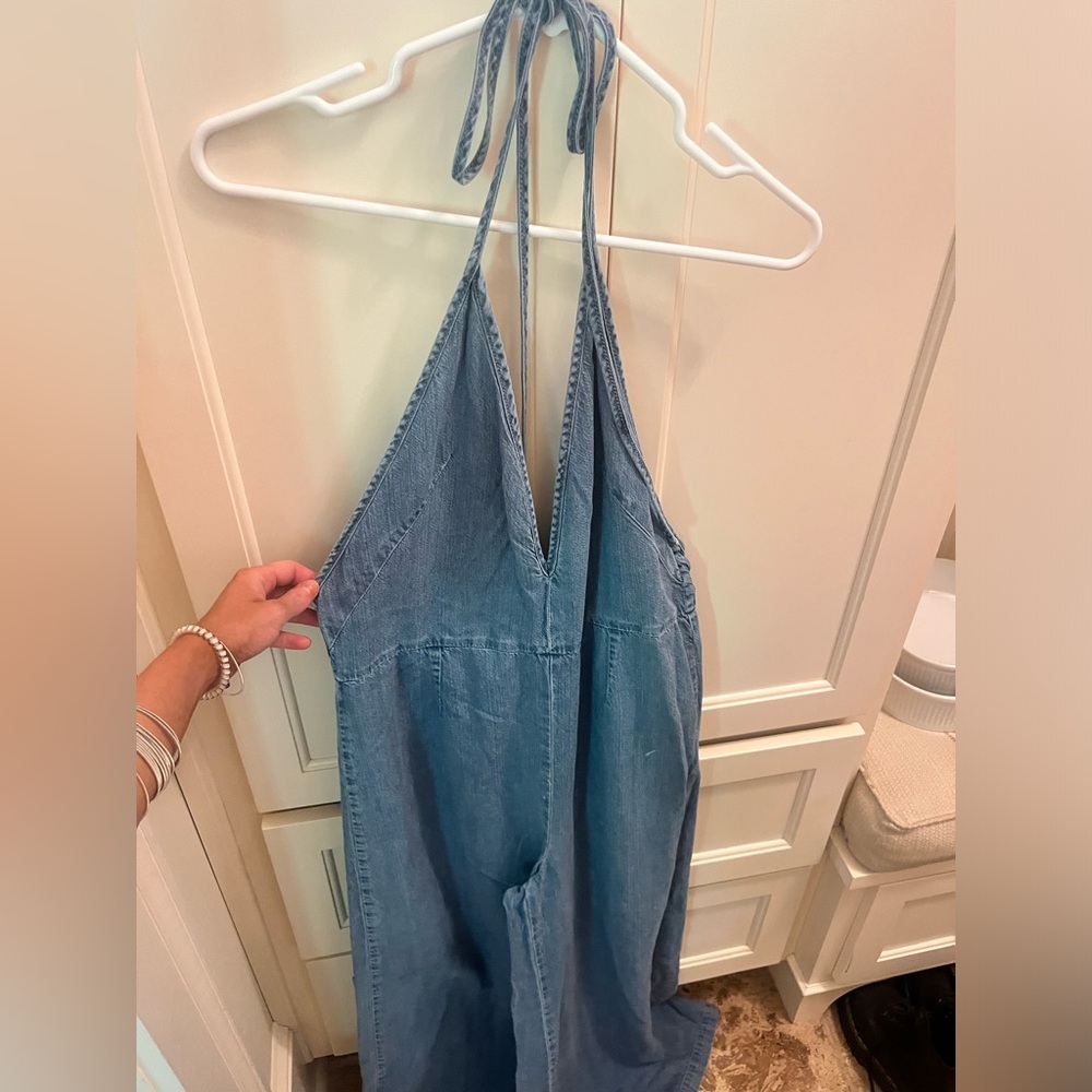 free people denim overalls/jumpsuit